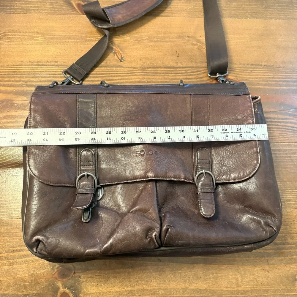 Solo Leather Satchel Laptop Commuter Briefcase Business Brown Messenger‎ Bag